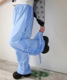 無地×ドット柄テックワイドパンツ