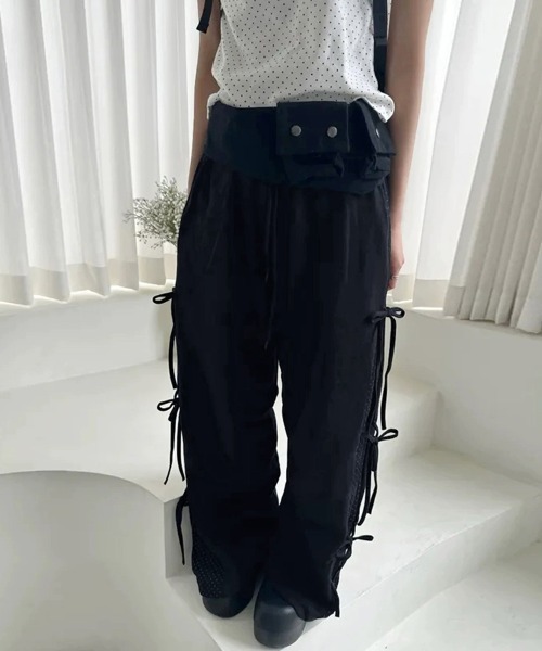 ReRe(リリ)の「無地×ドット柄テックワイドパンツ(その他パンツ・レディース・ブルー/ブラック・FREE)」の9枚目の写真