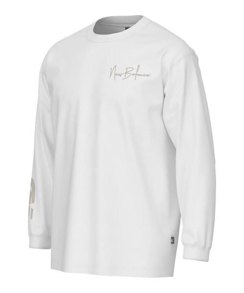 New Balance 長袖シャツ ホワイト セール】new balance/ニューバランス 長袖 Tシャツ ロンT 袖ロゴ