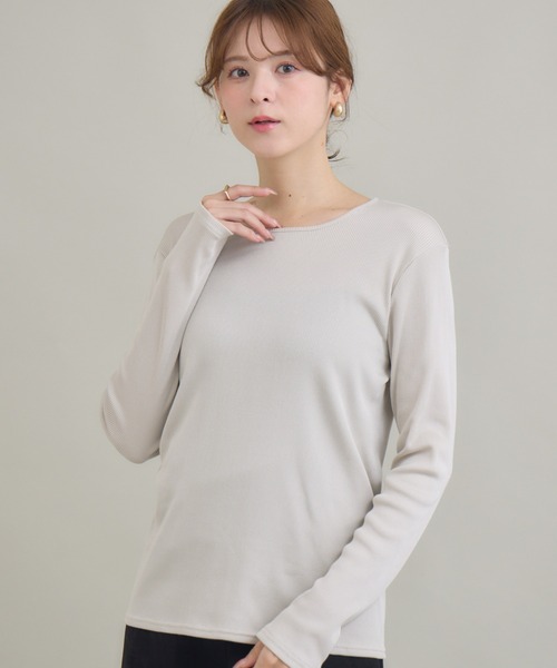 KATHARINE ROSS（キャサリンロス）の「【KATHARINE ROSS】ブライトテレコスクエアプルオーバー（Tシャツ/カットソー・レディース・ブラック/ライトベージュ/チャコールグレー/グレイッシュベージュ/ライトグレー/ホワイト・MEDIUM）」の6枚目の写真