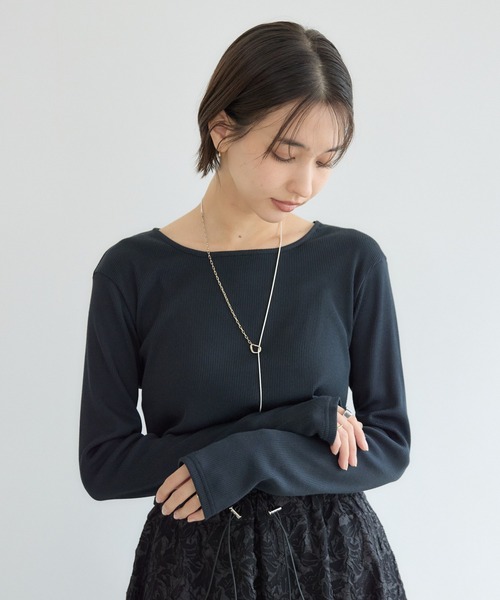 KATHARINE ROSS（キャサリンロス）の「【KATHARINE ROSS】ブライトテレコスクエアプルオーバー（Tシャツ/カットソー・レディース・ブラック/ライトベージュ/チャコールグレー/グレイッシュベージュ/ライトグレー/ホワイト・MEDIUM）」の12枚目の写真