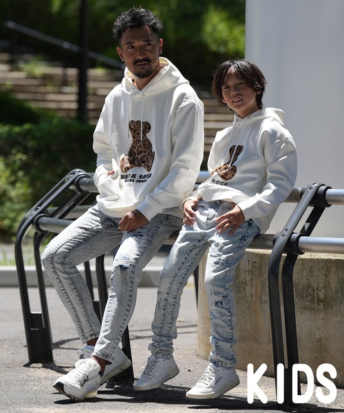 adamsJUGGLER（アダムスジャグラー）の「レオパード/F ベアーフーディーキッズ（パーカー・キッズ・ホワイト/ブラック・100/110/120/130/150）」の3枚目の写真