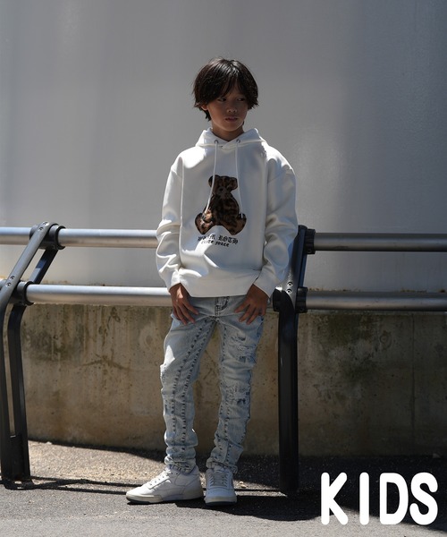 adamsJUGGLER（アダムスジャグラー）の「レオパード/F ベアーフーディーキッズ（パーカー・キッズ・ホワイト/ブラック・100/110/120/130/150）」の5枚目の写真