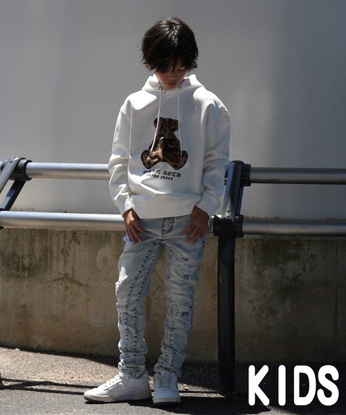 adamsJUGGLER（アダムスジャグラー）の「レオパード/F ベアーフーディーキッズ（パーカー・キッズ・ホワイト/ブラック・100/110/120/130/150）」の6枚目の写真