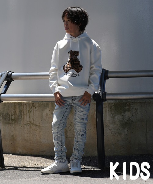 adamsJUGGLER（アダムスジャグラー）の「レオパード/F ベアーフーディーキッズ（パーカー・キッズ・ホワイト/ブラック・100/110/120/130/150）」の7枚目の写真