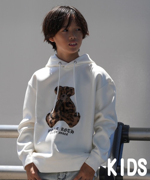 adamsJUGGLER（アダムスジャグラー）の「レオパード/F ベアーフーディーキッズ（パーカー・キッズ・ホワイト/ブラック・100/110/120/130/150）」の9枚目の写真