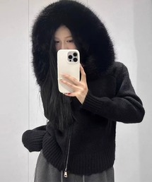 HALEY PESCA/ボリュームフェイクファー ニットパーカー