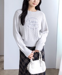 clear | フロント刺繍シャギーケーブルニットトップス[着回し力抜群 ガーリー カジュアル]≪AW新作≫(ニット/セーター)