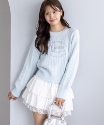 clear | フロント刺繍シャギーケーブルニットトップス[着回し力抜群 ガーリー カジュアル]≪AW新作≫(ニット/セーター)