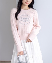 clear | フロント刺繍シャギーケーブルニットトップス[着回し力抜群 ガーリー カジュアル]≪AW新作≫(ニット/セーター)