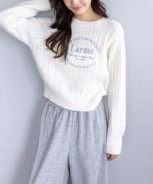 clear | フロント刺繍シャギーケーブルニットトップス[着回し力抜群 ガーリー カジュアル]≪AW新作≫(ニット/セーター)