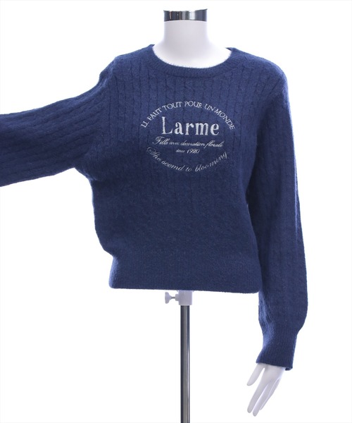 clear（クリア）の「フロント刺繍シャギーケーブルニットトップス[着回し力抜群 ガーリー カジュアル]≪AW新作≫（ニット/セーター・レディース・サックスブルー/アイボリー/グレー/ネイビー/ピンク・F）」の7枚目の写真