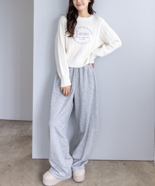 clear（クリア）の「フロント刺繍シャギーケーブルニットトップス[着回し力抜群 ガーリー カジュアル]≪AW新作≫（ニット/セーター・レディース・サックスブルー/アイボリー/グレー/ネイビー/ピンク・F）」の22枚目の写真