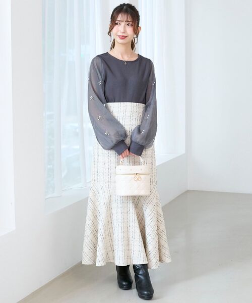 MAJESTIC LEGON（マジェスティックレゴン）の「ツイードマーメイドロングスカート（スカート・レディース・ホワイト系その他2/ブラック系その他・X-SMALL/SMALL/MEDIUM）」の8枚目の写真