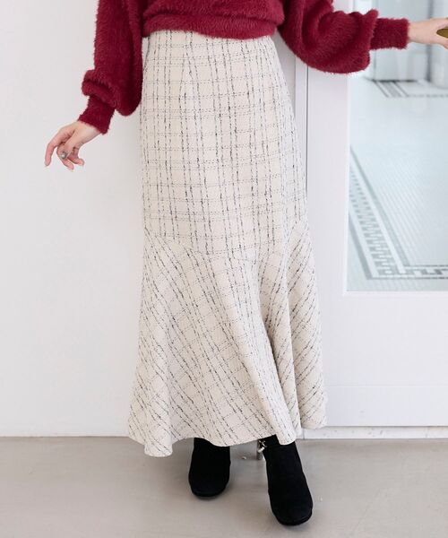 MAJESTIC LEGON（マジェスティックレゴン）の「ツイードマーメイドロングスカート（スカート・レディース・ホワイト系その他2/ブラック系その他・X-SMALL/SMALL/MEDIUM）」の10枚目の写真