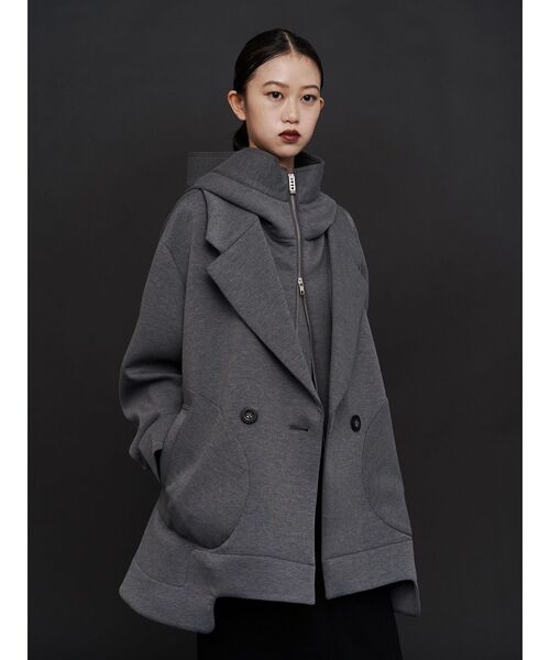 美品　UN3D. ドルマンミドルウールコート　グレー　36 UN3D.（アンスリード）の「DOLMAN MIDDLE WOOL CT / ドルマンミドル