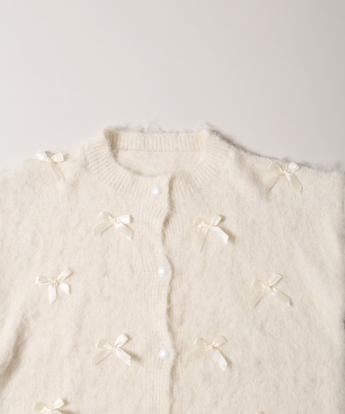 PHILLY(フィリー)の「モヘアタッチミニリボンニットカーディガン(カーディガン/ボレロ・レディース・アイボリー/グレー・FREE)」の12枚目の写真