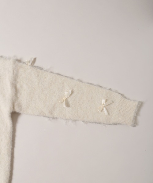 PHILLY(フィリー)の「モヘアタッチミニリボンニットカーディガン(カーディガン/ボレロ・レディース・アイボリー/グレー・FREE)」の13枚目の写真