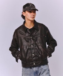 JOINT WORKS | フェードレザー トラッカーブルゾン / Faded Faux Leather Tracker Blouson(ブルゾン)