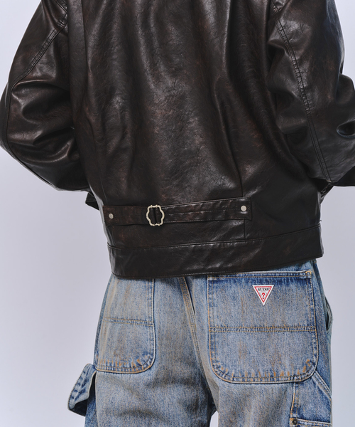 JOINT WORKS（ジョイントワークス）の「フェードレザー トラッカーブルゾン / Faded Faux Leather Tracker Blouson（ブルゾン・メンズ・ブラック/ブラウン・MEDIUM/LARGE）」の20枚目の写真