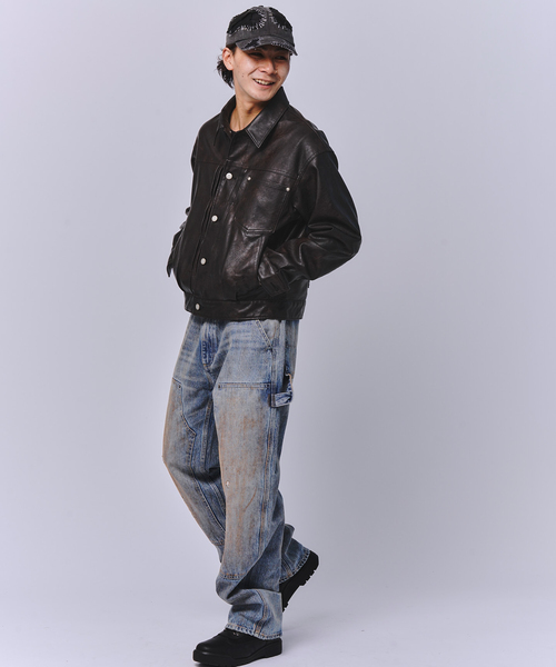 JOINT WORKS（ジョイントワークス）の「フェードレザー トラッカーブルゾン / Faded Faux Leather Tracker Blouson（ブルゾン・メンズ・ブラック/ブラウン・MEDIUM/LARGE）」の22枚目の写真