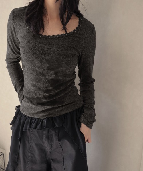Ulysses(ユリシス)の「アシンメトリーフリルヘムリベットデザインカットソー(Tシャツ/カットソー・レディース・グレー/ダークグレー・F)」の22枚目の写真