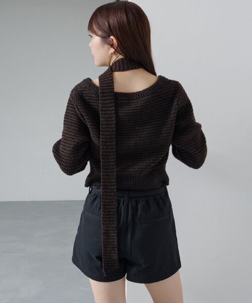 【SEVENTEN】即完売 レア　ボウタイニットカーディガン ブラックM ボウタイニットカーディガン(ブラック) - seventen