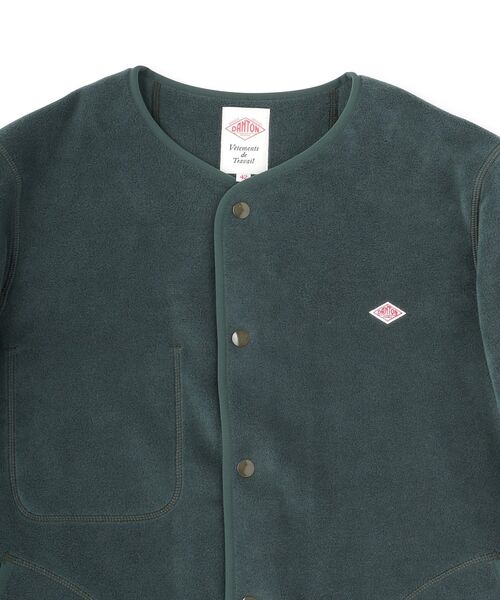 DANTON(ダントン)の「DANTON(ダントン)FLEECE COLLARLESS JACKET|ジャケット(ブルゾン・メンズ・グリーン/ブラック・40/38/42)」の6枚目の写真