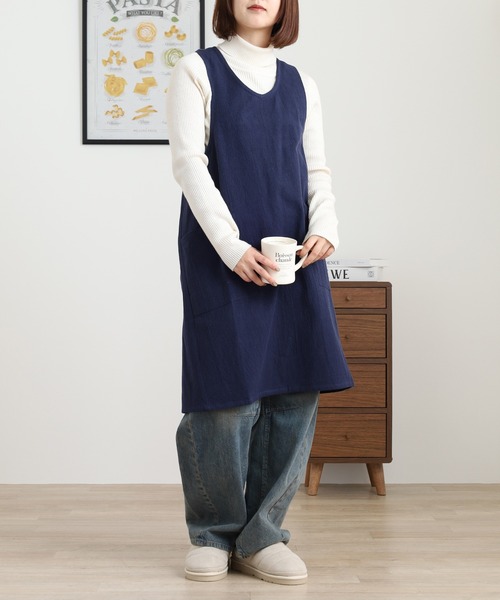 ウォッシュドコットン クロスオーバーエプロン（エプロン）｜l'atelier