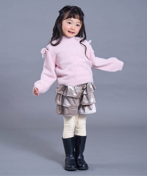 Ampersand(アンパサンド)の「【ジュニア対応】メロウウエストハグレギンス(レギンス/スパッツ・キッズ・エメラルド/アイボリー/チャコール/オレンジ/パープル・90/100/110/120/140/80)」の6枚目の写真