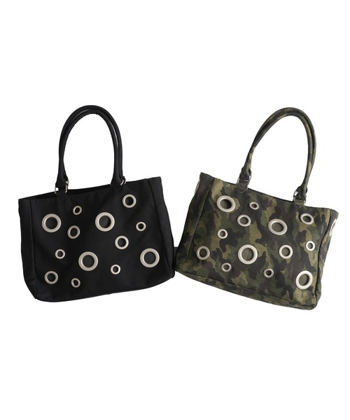 WISH FOR EVER(ウィッシュフォーエバー)の「ASSORT EYELET DESIGN BAG / アソートアイレットデザインバッグ(トートバッグ・メンズ・その他/ブラック・FREE)」の4枚目の写真