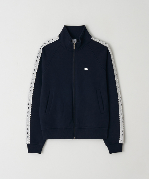 RONRON(ロンロン)の「SIDE LACE SWEAT TRACK ZIP UP NAVY(ナイロンジャケット・レディース・その他・FREE)」の1枚目の写真