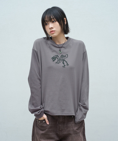 SUPERSUB（スーパーサブ）の「エッシュボーン スリムフィット クロップ長袖Tシャツ - エッシュモカ（Tシャツ/カットソー・レディース・その他・MEDIUM/LARGE）」の2枚目の写真