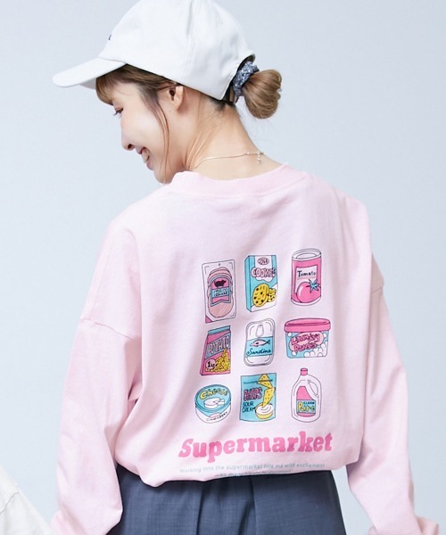 devirock（デビロック）の「綿100％ 大人 デビラボ  プリント 袖リブ 長袖Tシャツ（Tシャツ/カットソー・レディース・ブルー系その他/ピンク系その他/イエロー系その他/ブラック系その他2/グレー系その他/ホワイト系その他2/ブラック系その他/ホワイト系その他/グリーン系その他・M/LL/L）」の9枚目の写真