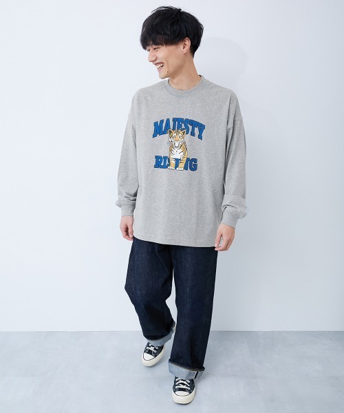 devirock（デビロック）の「綿100％ 大人 デビラボ  プリント 袖リブ 長袖Tシャツ（Tシャツ/カットソー・レディース・ブルー系その他/ピンク系その他/イエロー系その他/ブラック系その他2/グレー系その他/ホワイト系その他2/ブラック系その他/ホワイト系その他/グリーン系その他・M/LL/L）」の12枚目の写真