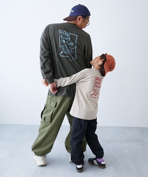セール】綿100％ 大人 デビラボ プリント 袖リブ 長袖Tシャツ（Tシャツ