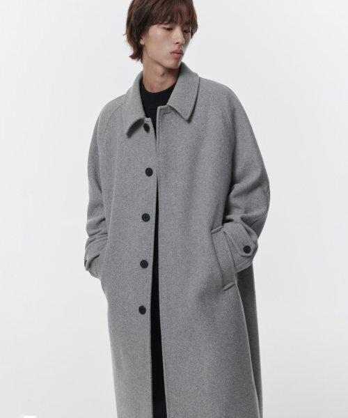 MUSINSA STANDARD（ムシンサスタンダード）の「カシミヤブレンドオーバーサイズバルマカンコート[ヘザーグレー]（チェスターコート・メンズ・その他・MEDIUM/LARGE/X-LARGE/XX-LARGE）」の2枚目の写真