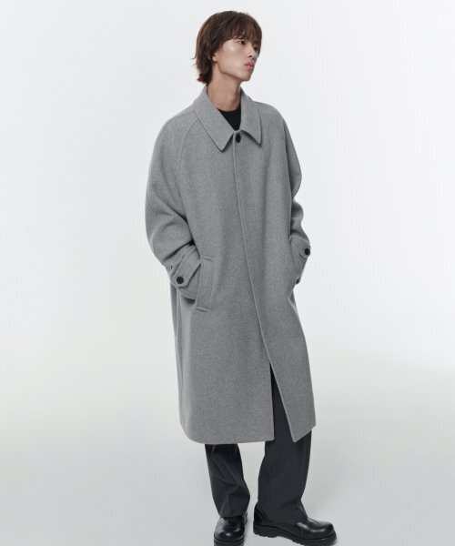 MUSINSA STANDARD（ムシンサスタンダード）の「カシミヤブレンドオーバーサイズバルマカンコート[ヘザーグレー]（チェスターコート・メンズ・その他・MEDIUM/LARGE/X-LARGE/XX-LARGE）」の4枚目の写真