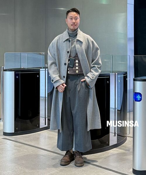 MUSINSA STANDARD（ムシンサスタンダード）の「カシミヤブレンドオーバーサイズバルマカンコート[ヘザーグレー]（チェスターコート・メンズ・その他・MEDIUM/LARGE/X-LARGE/XX-LARGE）」の22枚目の写真