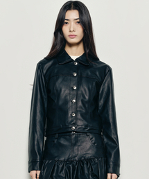 TRUCKER LINE LEATHER JACKET_BLACK