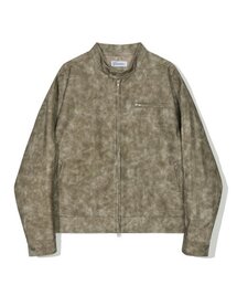 PARTIMENTO | [ビーガンレザー] ディストレスクラシックバイカージャケットカーキ(ライダースジャケット)