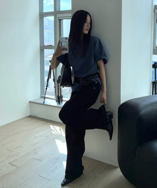 Verdnt（バーダント）の「オリジナルバードロゴ刺繍Tシャツ[ガーメントブルー]（Tシャツ/カットソー・レディース・ブルー・MEDIUM/LARGE/SMALL）」の5枚目の写真