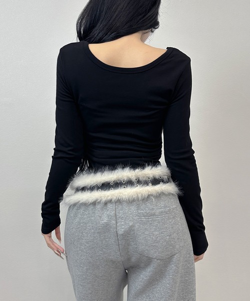 FOLLOWIN（フォロウィン）の「2color/フェイクファー×アイレットベルト（ベルト・レディース・ホワイト/ブラウン・FREE）」の9枚目の写真