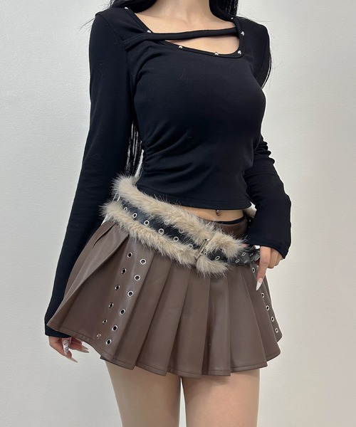 FOLLOWIN（フォロウィン）の「2color/フェイクファー×アイレットベルト（ベルト・レディース・ホワイト/ブラウン・FREE）」の11枚目の写真