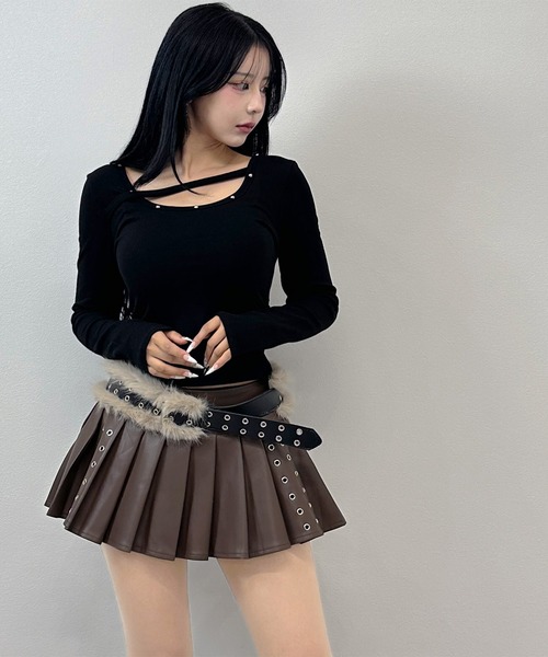 FOLLOWIN（フォロウィン）の「2color/フェイクファー×アイレットベルト（ベルト・レディース・ホワイト/ブラウン・FREE）」の14枚目の写真