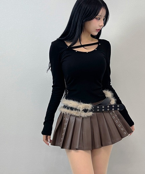 FOLLOWIN（フォロウィン）の「2color/フェイクファー×アイレットベルト（ベルト・レディース・ホワイト/ブラウン・FREE）」の15枚目の写真