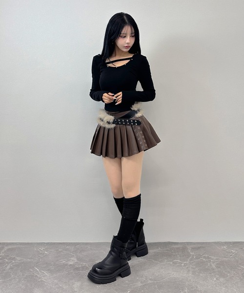 FOLLOWIN（フォロウィン）の「2color/フェイクファー×アイレットベルト（ベルト・レディース・ホワイト/ブラウン・FREE）」の10枚目の写真