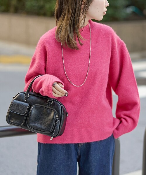 セール】フラッフィーモックネック ウォッシャブルニット（WEB限定