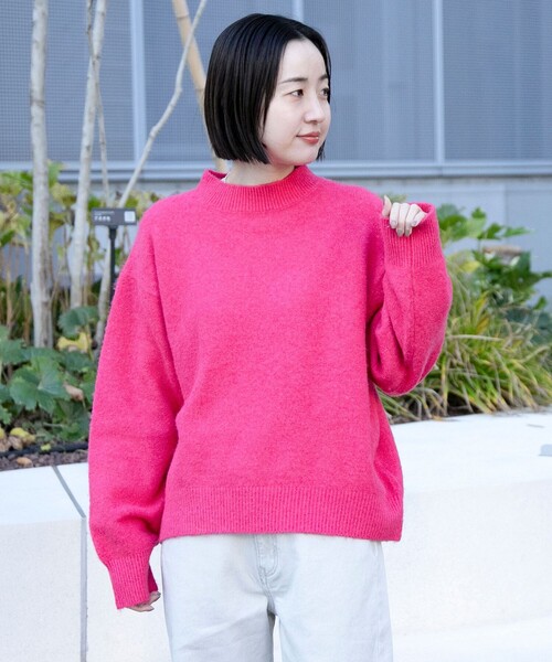 セール】フラッフィーモックネック ウォッシャブルニット（WEB限定