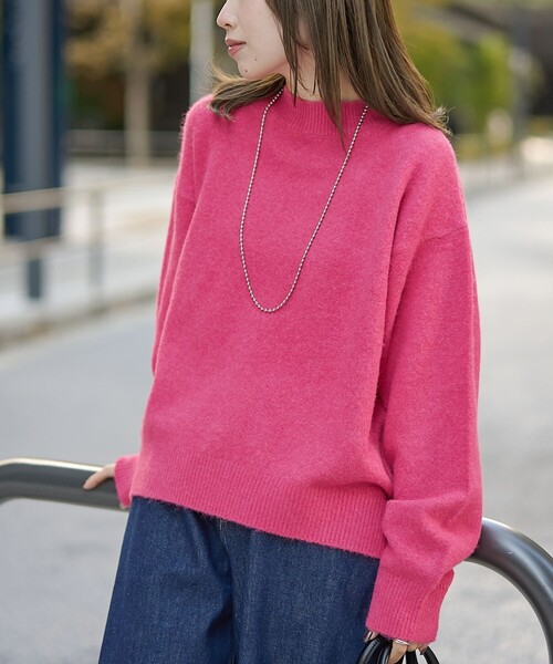 セール】フラッフィーモックネック ウォッシャブルニット（WEB限定